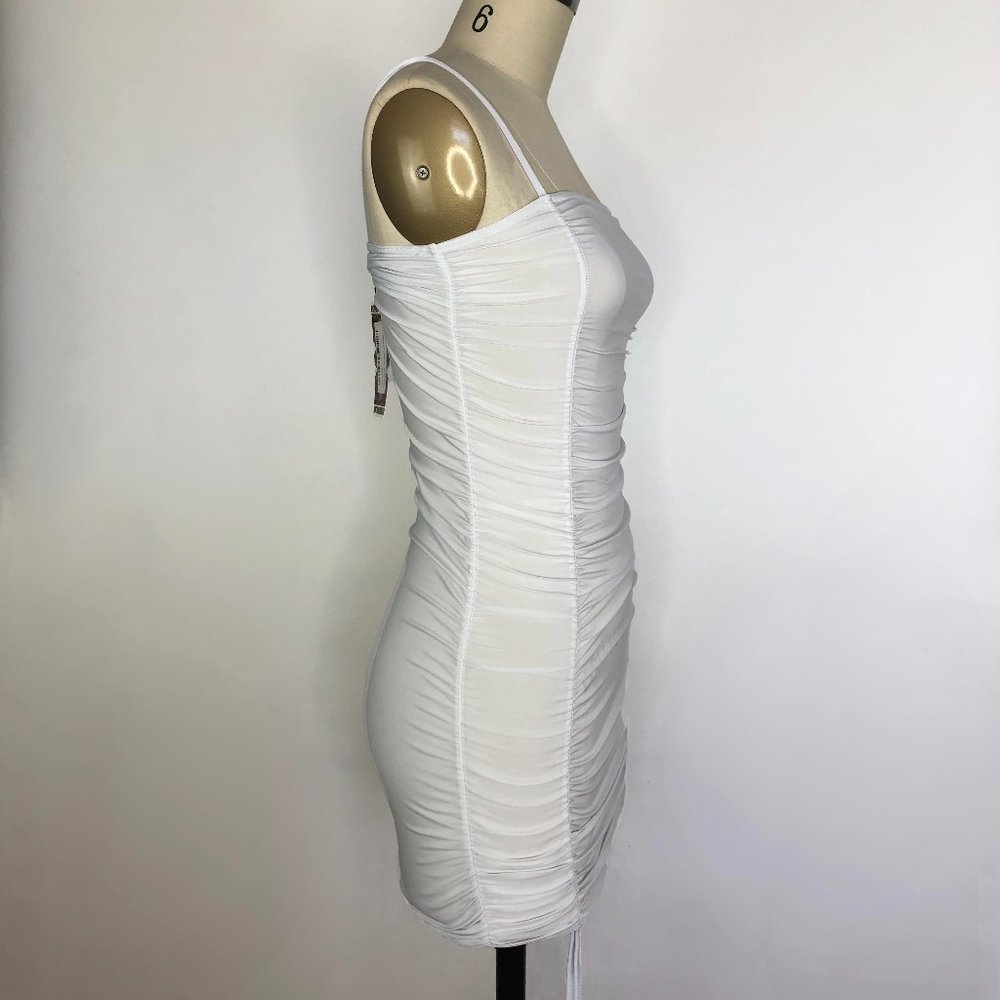 White Rouched Bodycon Dress - Picture 3 of 3
